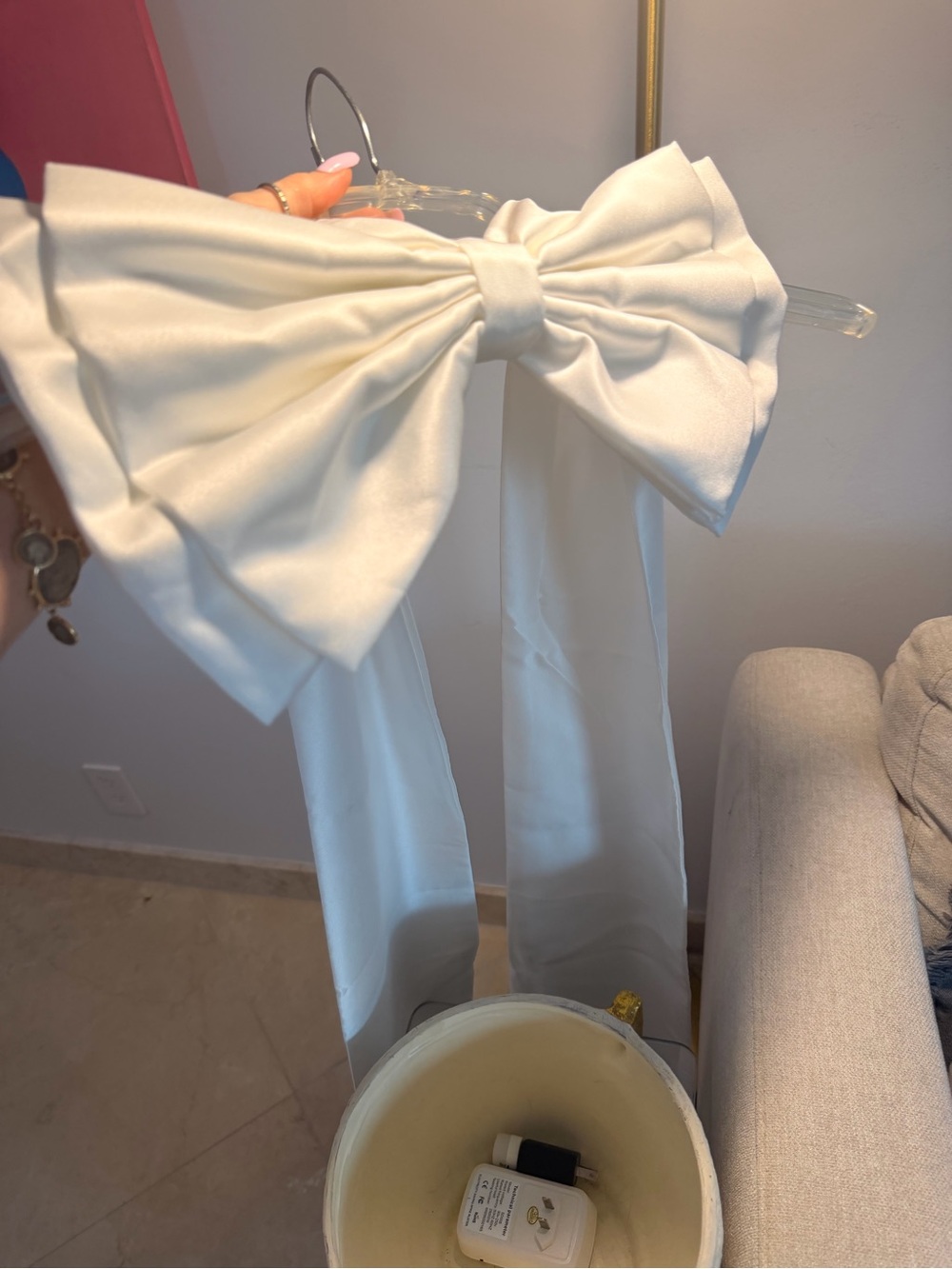 Elegant White Satin Bow bridal Sash - for shoulder or waist
